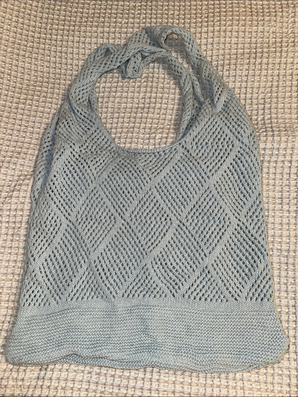 Light blue open knit bag